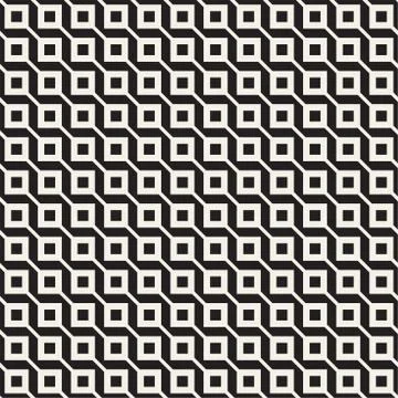 Abstract geometric lines lattice pattern. Seamless vector background. Black a Stock Illustration