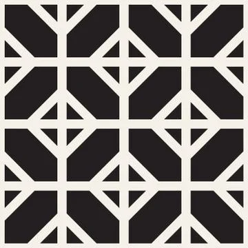 Abstract geometric lines lattice pattern. Seamless vector background. Black a 스톡 일러스트