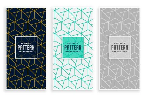 Abstract geometric lines pattern banners set Stock Illustration