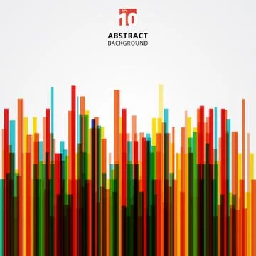 Abstract geometric lines straight overlap multicolor on white background. Stock Illustration
