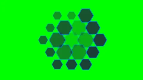 Abstract geometric loading animation made of green translucent hexagons Stock Footage 340901809