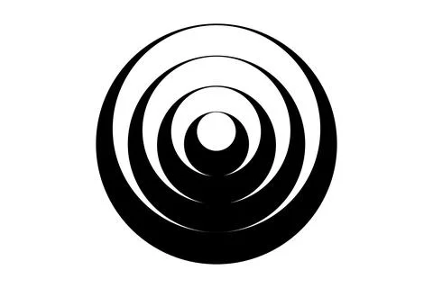 Abstract geometric logo, Concentric circles element, Black and white color rings Illustrazione stock