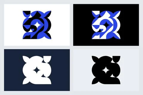 Abstract Geometric Logo Design Concept Set Stock Illustration