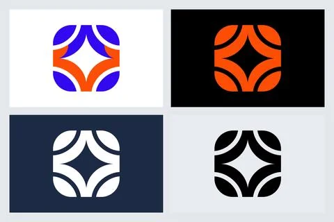 Abstract Geometric Logo Design Concept Set Stock Illustration