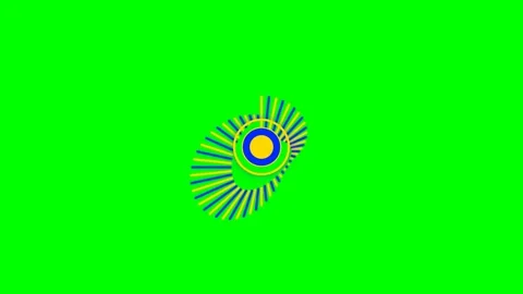Abstract geometric logo design featuring radial lines on a green background Stock Footage 341820962