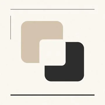 Abstract geometric logo design with overlapping shapes on neutral background イラスト素材