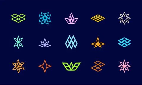 Abstract geometric logo design set, perfect for tech company logo templates Stock Illustration