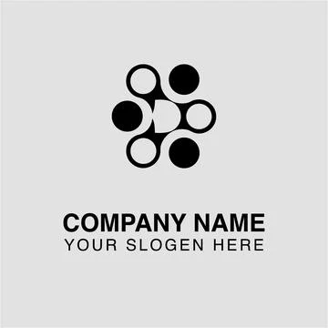 Abstract geometric logo design for technology company with circles and Stock Illustration