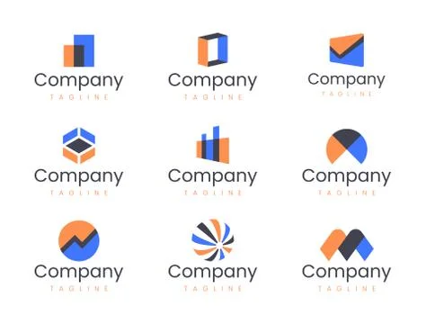 Abstract geometric logo design template. Set of graphic elements, perfect for Illustrazione stock