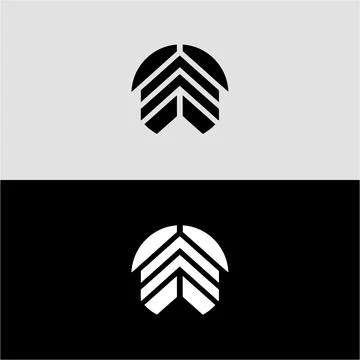 Abstract geometric logo design vector template with arrow shapes in black and Stock Illustration