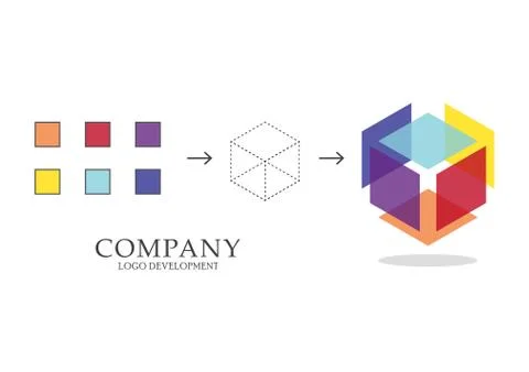 Abstract geometric logo development Illustrazione stock