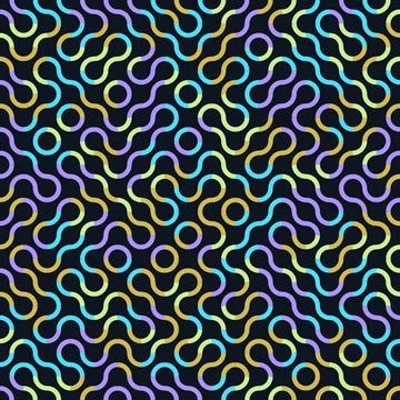 Abstract geometric loops pattern vibrant neon colors seamless background Illustration