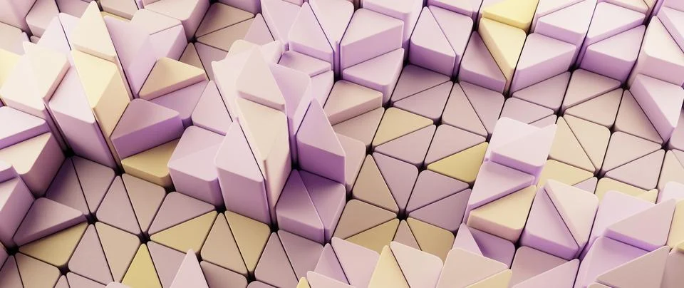 Abstract Geometric Low Poly Background with Pastel Pink Purple Yellow Trian.. Stock Illustration