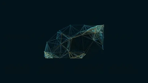 Abstract geometric low poly network lines on black background Stock Footage 341057826