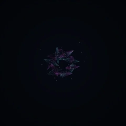 Abstract geometric low poly shape animation on black background Stock Footage 345689848