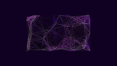Abstract geometric low poly wireframe network background on dark screen Stock Footage 340378997