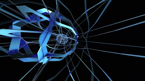 Abstract geometric lowpoly tunnel. Seamless metal retro futuristic animation Vidéo 233000503