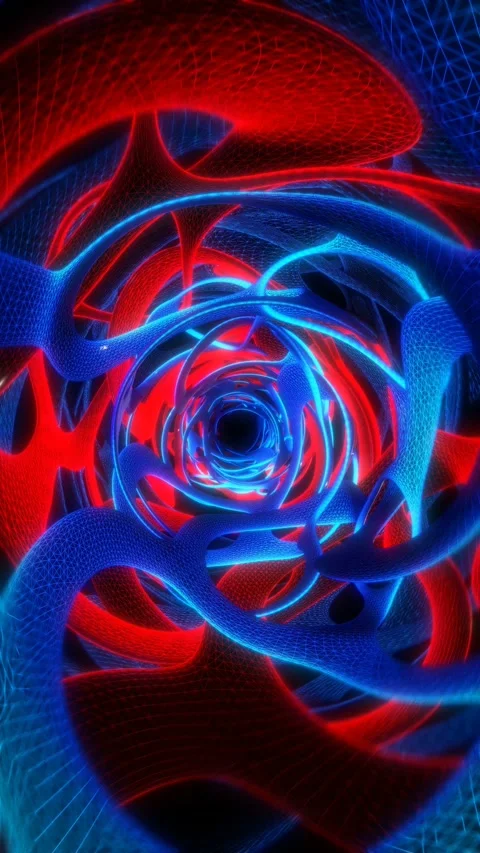 Abstract geometric lowpoly tunnel. Seamless vertical video neon retro futuristic Stock Footage 309324968