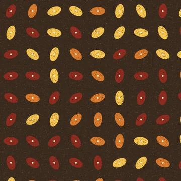 Abstract geometric macaroni pattern with red yellow orange dots on dark bac.. Stock Illustration