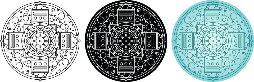 Abstract geometric mandala with bubbles Stock Illustration