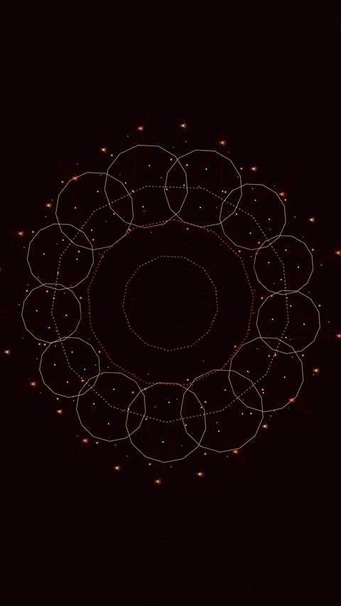 Abstract Geometric Mandala Circle Pattern with Glowing Particles Stock Footage 347698551