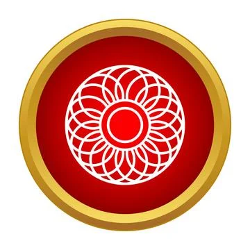 Abstract geometric mandala design in red and white circle Stock Illustration