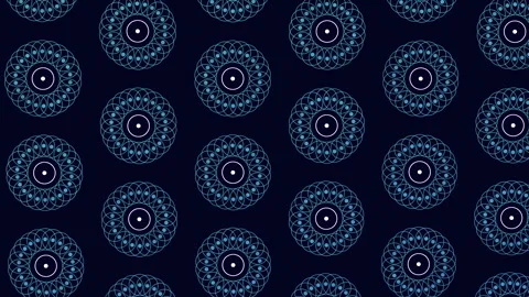Abstract geometric mandala pattern animation on dark blue seamless background Vídeos de archivo 333149598