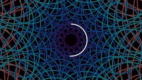 Abstract Geometric Mandala Pattern Background - Hypnotic Fractal Blue Energ.. Stock Footage 342092981