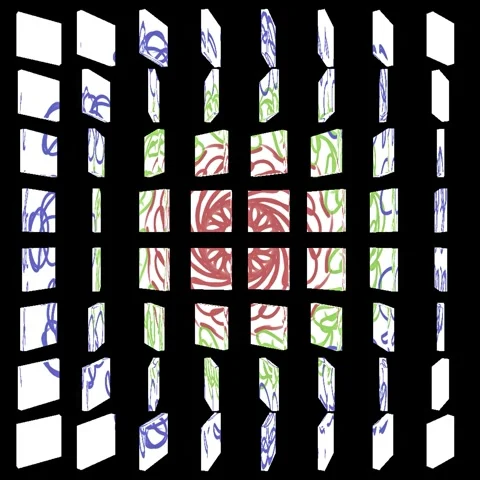 Abstract Geometric Mandala Pattern Rotating in 3D Grid Stock Footage 336928147
