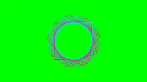 Abstract geometric mandala pattern of rotating squares on a green background Stock Footage 340266225