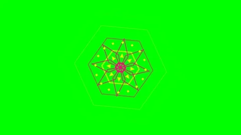 Abstract geometric mandala pattern with vibrant lines on green background Stock Footage 341839248