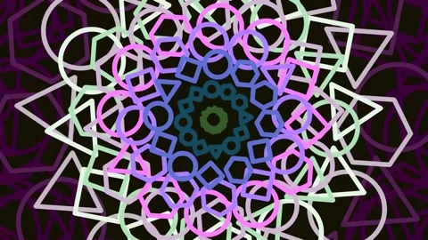 Abstract geometric mandala pattern with vibrant psychedelic cosmic lines ba.. Stock Footage 342203937