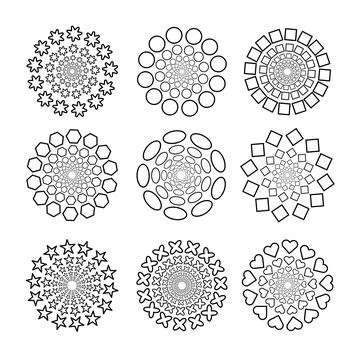 Abstract Geometric Mandala Patterns Set Vector Illustration Stock Illustration