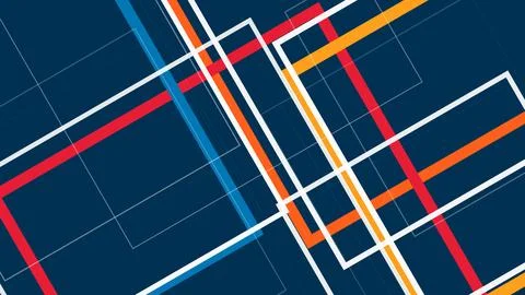 Abstract geometric map-like grid with bold blue lines, sharp white borders,.. Stock Illustration