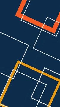 Abstract geometric maze of intersecting blue, orange, and white lines creat.. Stock Illustration