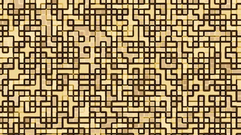 Abstract Geometric Maze Pattern with Brown Grid on Beige Background Video stock 302182947