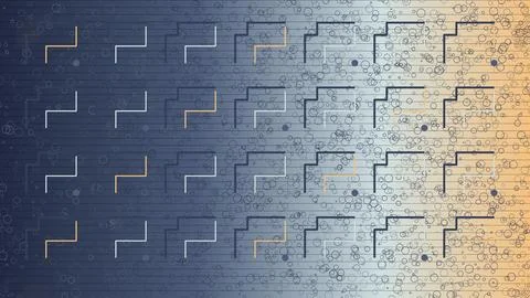 Abstract geometric maze patterns on gradient background Stock Illustration