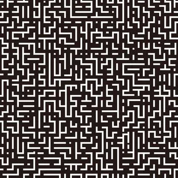 Abstract geometric maze seamless pattern on black background Stock-Illustration