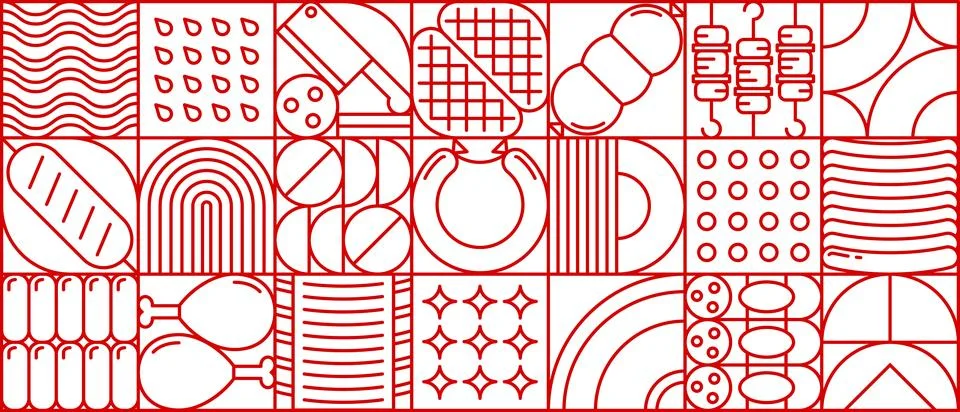 Abstract geometric meat pattern, line background Stock Illustration