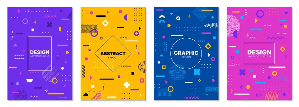 Abstract geometric memphis pattern posters Stock Illustration