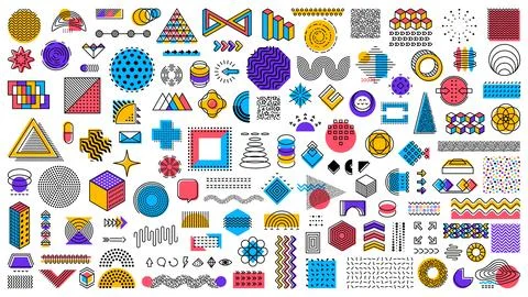 Abstract geometric memphis shapes pattern elements Illustrazione stock