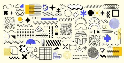 Abstract geometric memphis shapes, vector set Illustrazione stock