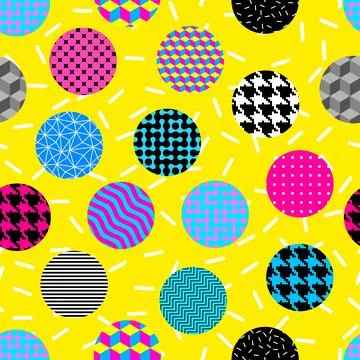 Abstract geometric Memphis style pattern. Vector image Illustrazione stock