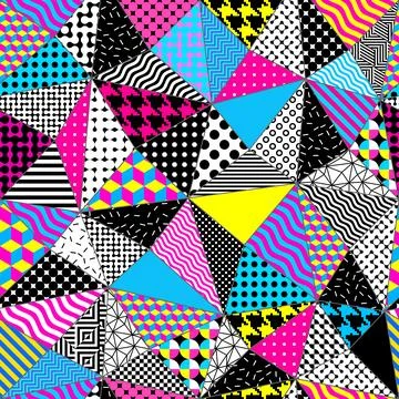 Abstract geometric Memphis style pattern. Vector image Stock Illustration