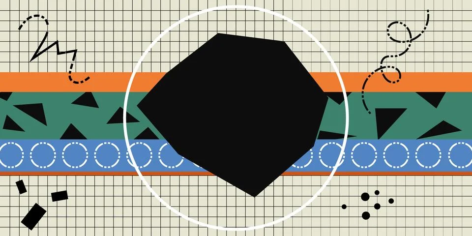 Abstract geometric memphis style vector background. Stock Illustration