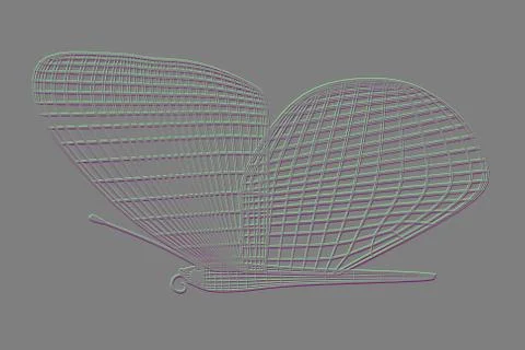 Abstract geometric mesh butterfly. Wireframe technology structure. 3d render Stock Illustration