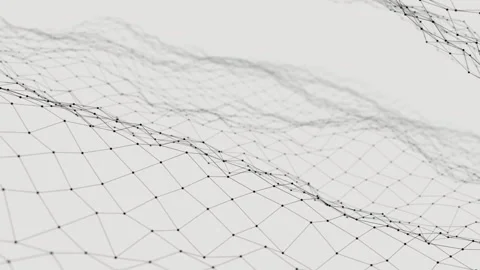 Abstract geometric mesh moving like a wave on white Stock Footage 333836318