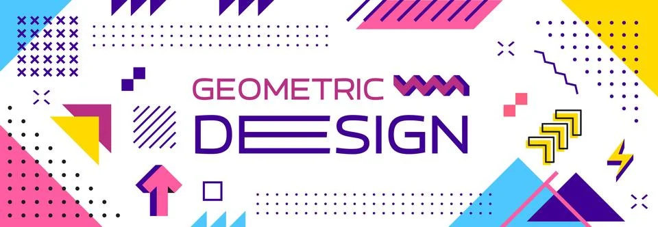 Abstract geometric modern Memphis pattern banner Illustrazione stock