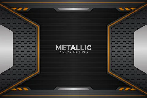 Abstract Geometric Modern Technology Metallic Glossy Orange Grey Background Stock Illustration