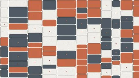 Abstract geometric modular blocks pattern with orange and navy blue shapes .. Stock Illustration